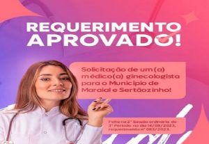 Leia mais sobre o artigo Vereadora Thairyne  solicita médico ginecologista para os municípios de, Maraial e Sertãozinho.